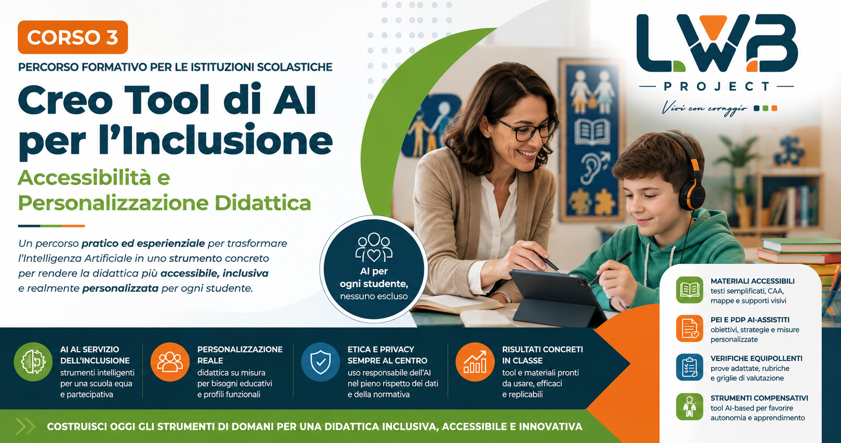 Copertina del corso Creo Tool di AI per l’Inclusione — Accessibilità e Personalizzazione Didattica